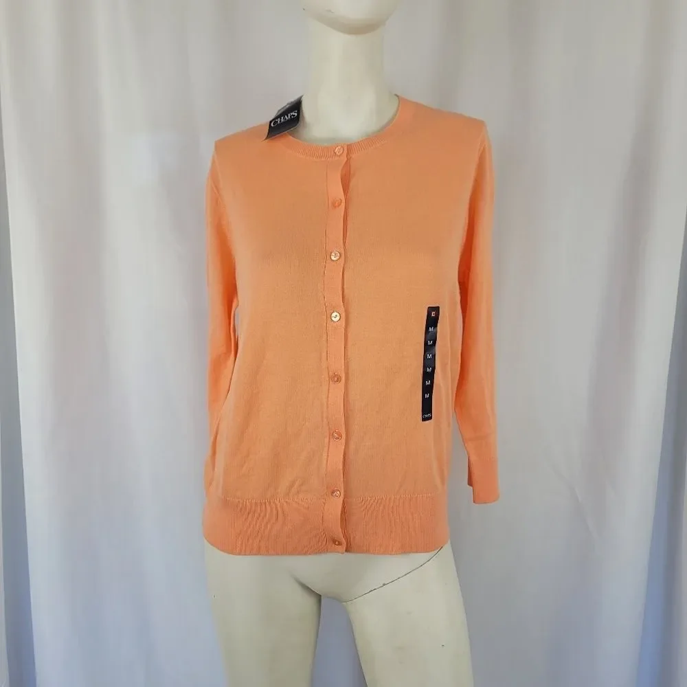 Chaps orange cardigan size M - Picture 2 of 7